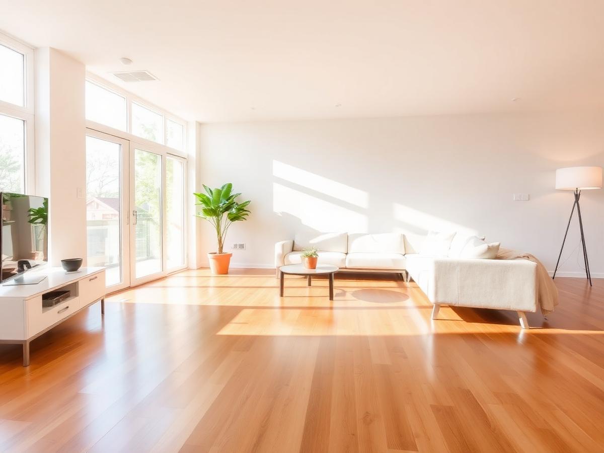 Bright, spotless living room after a professional house cleaning